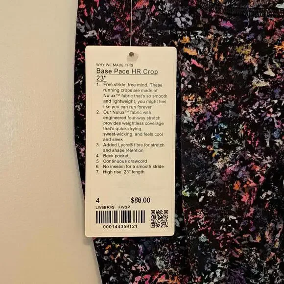 𝗟𝘂𝗹𝘂𝗹𝗲𝗺𝗼𝗻 𝗕𝗮𝘀𝗲 𝗣𝗮𝗰𝗲 HR Crop 23" Leggings -Floral Spray Multi -4 - Picture 5 of 7